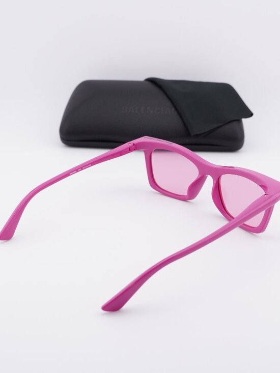 Balenciaga BB0099S 003 Rectangle Sunglasses - Violet / Pink